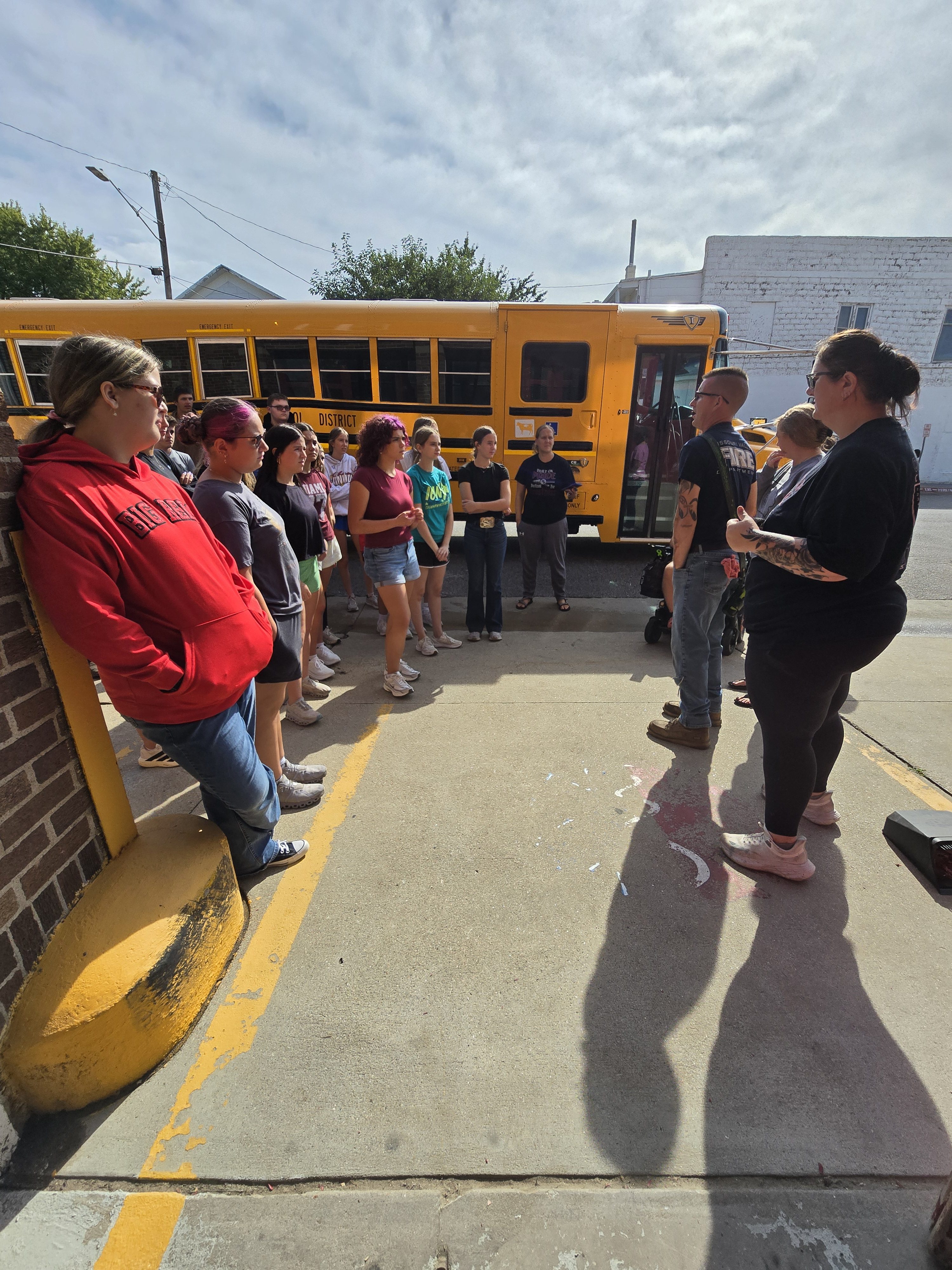 Missouri Valley High School students gather before beginning community service projects throughout Missouri Valley on the first day of school.